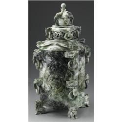 CHINESE CARVED JADE/HARDSTONE MASSIVE VESSEL
