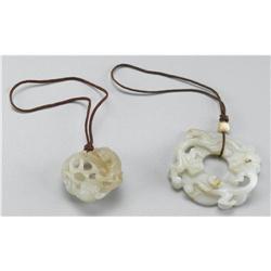 PAIR OF CHINESE CARVED JADE/HARDSTONE PENDANTS
