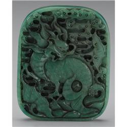 CHINESE CARVED JADE/HARDSTONE PLAQUE/PENDANT