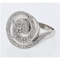 Natural 0.92 CTW Diamond Ring 18K White Gold - REF-186R3K