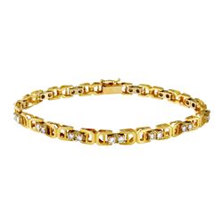 Natural 1.04 CTW Diamond & Bracelet 14K Yellow Gold - REF-152H3W