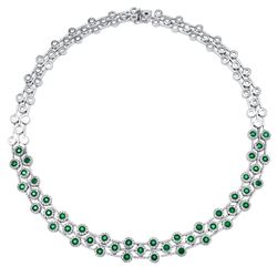 Natural 10.67 CTW Emerald & Emerald Necklace 14K White Gold - REF-750M6F
