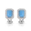 Image 1 : Natural 2.85 CTW Turquoise & Diamond Earrings 14K White Gold - REF-72R2K