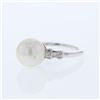 Image 1 : Natural 8.81 CTW Pearl & Baguette Ring 18K White Gold - REF-61M2F