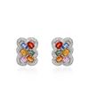 Image 1 : Natural 7.36 CTW Multi-Sapphire & Diamond Earrings W=5MM 14K Gold - REF-156M6F