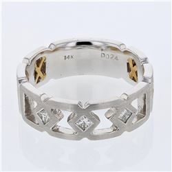 Natural 0.24 CTW Princess Diamond Ring 14K Two Tone Yellow Gold - REF-110X7T