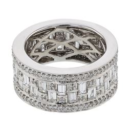 Natural 2.89 CTW Baguette & Diamond Ring 18K White Gold - REF-434R7K