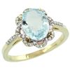 Image 1 : 1.60 CTW Aquamarine & Diamond Ring 14K Yellow Gold - REF-51A7X