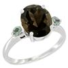Image 1 : 2.64 CTW Quartz & Green Sapphire Ring 14K White Gold - REF-32R3H