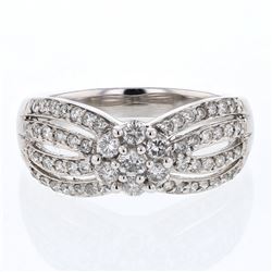 Natural 0.75 CTW Diamond Ring 14K White Gold - REF-75X6T