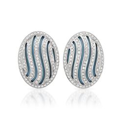 Natural 12.27 CTW Turquoise & Diamond Earrings 14K White Gold - REF-111M6F