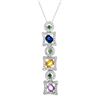 Image 1 : Natural 2.25 CTW Multi-Sapphire & Diamond Necklace 14K White Gold - REF-100R8K