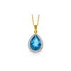 Genuine 4.66 ctw Blue Topaz & Diamond Necklace 14KT Yellow Gold - REF-70V6W