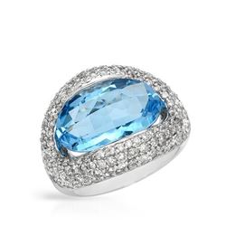 Natural 10.73 CTW Topaz & Diamond Ring 14K White Gold - REF-182X7T