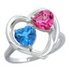 2.61 CTW Diamond, Swiss Blue Topaz & Pink Topaz Ring 14K White Gold - REF-33N9Y