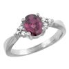1.06 CTW Rhodolite & Diamond Ring 14K White Gold - REF-36Y7V