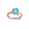 Genuine 1.51 ctw Blue Topaz & Diamond Ring 14KT Rose Gold - REF-51K4V