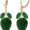Genuine 26.8 ctw Green Sapphire Corundum & Emerald Earrings 14KT Yellow Gold - REF-59K9V