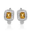 Natural 3.30 CTW Citrine & Diamond Earrings 14K White Gold - REF-101X7T