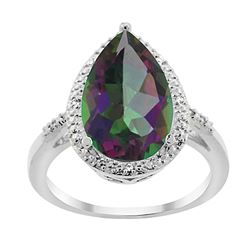5.55 CTW Mystic Topaz & Diamond Ring 14K White Gold - REF-44Y9V