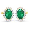 Natural 2.46 CTW Zambian Emerald & Diamond Earrings 14K Yellow Gold - REF-49N3R