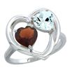 2.61 CTW Diamond, Garnet & Aquamarine Ring 10K White Gold - REF-27Y9V