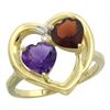 2.61 CTW Diamond, Amethyst & Garnet Ring 14K Yellow Gold - REF-33R9H