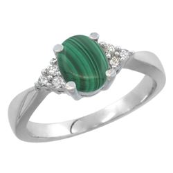 0.81 CTW Malachite & Diamond Ring 14K White Gold - REF-64N9Y