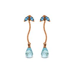 Genuine 3.4 ctw Blue Topaz Earrings 14KT Rose Gold - REF-21V6W