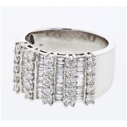 Natural 1.64 CTW Diamond & Baguette Ring 18K White Gold - REF-261M2F