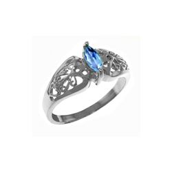 Genuine 0.20 CTW Blue Topaz Ring 14KT White Gold - REF-47M2T