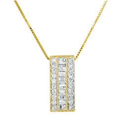 Natural 0.50 CTW Diamond & Baguette Necklace 14K Yellow Gold - REF-56R7K