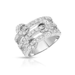 Natural 1.10 CTW Diamond Ring 18K White Gold - REF-196R2K