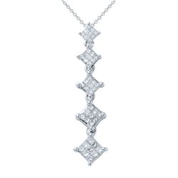 Natural 0.50 CTW Princess Diamond Necklace 14K Gold - REF-78H3W