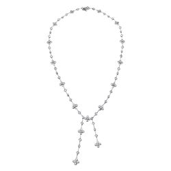 Natural 1.27 CTW Diamond & Princess Diamond Necklace 18K White Gold - REF-307H8W