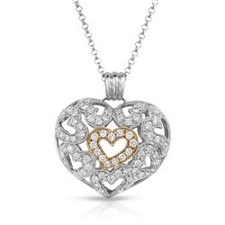 Natural 1.92 CTW Diamond Necklace 14K Two Tone Yellow Gold - REF-225M2F