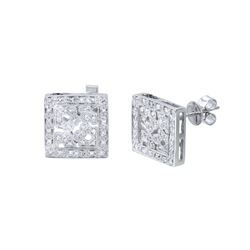 Natural 0.46 CTW Diamond Earrings 14K White Gold - REF-72H2W