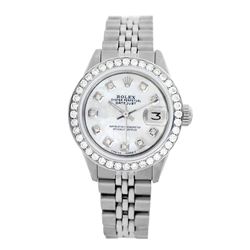 Rolex Pre-owned 26mm Womens Custom White MOP Stainless Steel