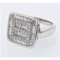 Natural 1.61 CTW Baguette & Diamond Ring 18K White Gold - REF-237R6K