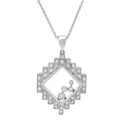Natural 0.39 CTW Diamond Necklace 18K White Gold - REF-92X7T