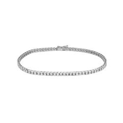 Natural 2.70 CTW Princess Diamond Bracelet 18K White Gold - REF-357X3T