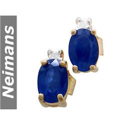 Certified 2.25 ct Sapphire & Diamond Stud Earrings 14kt