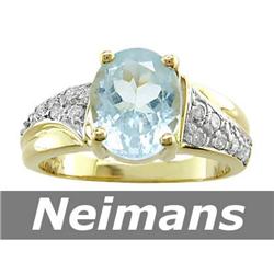 Estate 1.25 ct Aquamarine & Diamond Pendant 14kt Gold