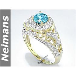 Estate 2.50 ct Green Sapphire & Diamond Ring 14kt Gold