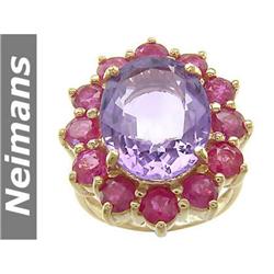 Certified 10.25 ct Pink Kunzite & Diamond Ring 14k Gold