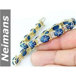 Certified 36.25 ct Sapphire Tennis Bracelet 14kt Gold