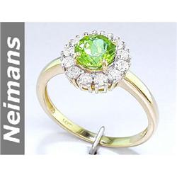 .75 ct Apatite & Blue Diamond Ring 14k Gold GEM