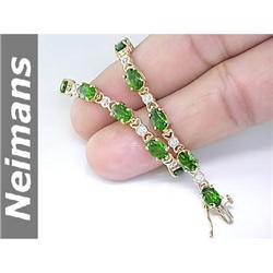 Vintage 3.50 ct Peridot & Sapphire Earrings 14kt Gold