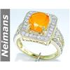 Image 1 : Antique 10.75 ct Citrine & Sapphire Ring 14kt Gold CERT
