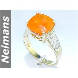 Gem Certified 5.50 ct Fire Opal & Diamond Ring 14k Gold